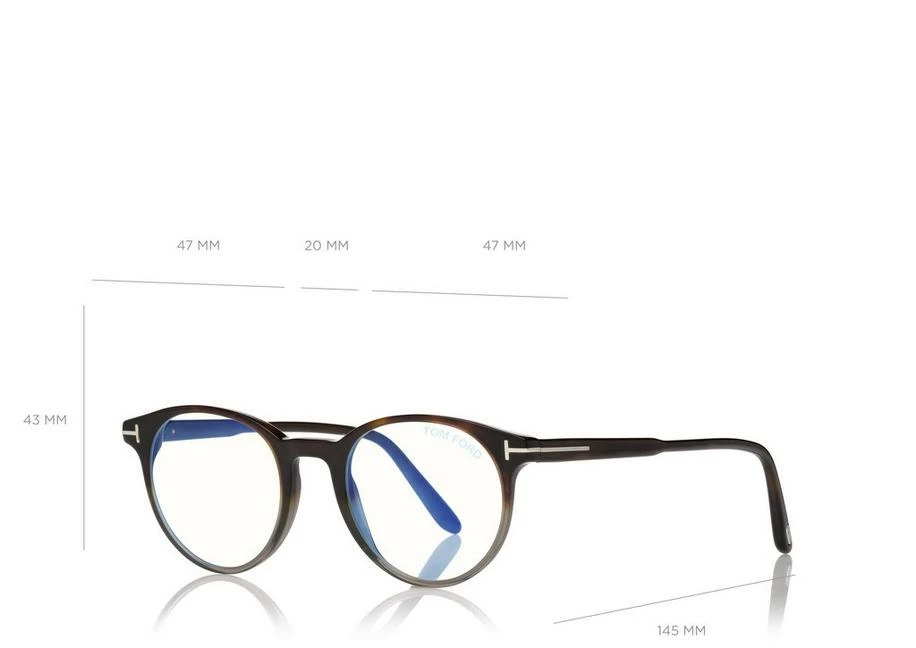 TOM FORD BLUE BLOCK ROUND SHAPE OPTICALS - STRIPED BLACK HAVANA - Image 4