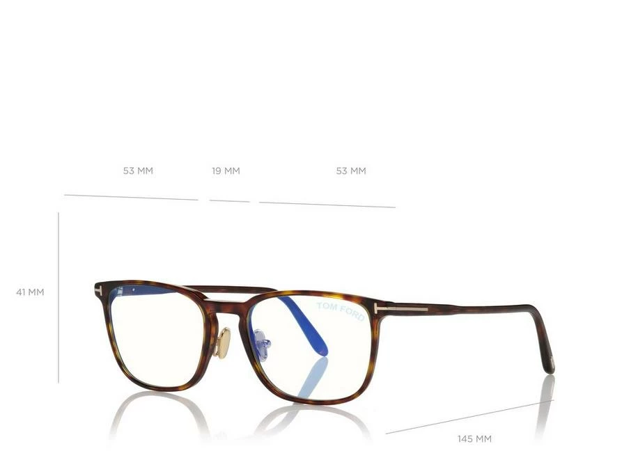 TOM FORD BLUE BLOCK CLASSIC RECTANGULAR OPTICALS - DARK HAVANA - Image 4