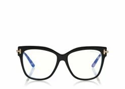 TOM FORD BLUE BLOCK SQUARE SHAPE OPTICALS - BLACK + BROWN
