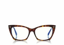 TOM FORD BLUE BLOCK CAT EYE OPTICALS - DARK HAVANA