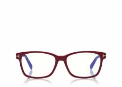 TOM FORD BLUE BLOCK CLASSICAL RECTANGULAR OPTICALS - PINK-ICE WHITE