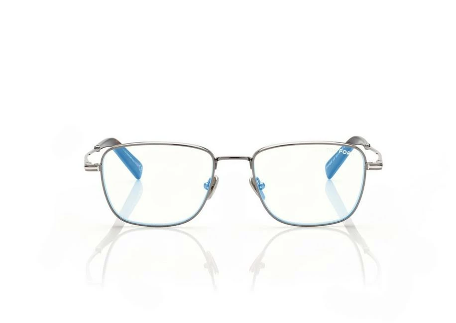 TOM FORD BLUE BLOCK SQUARE OPTICALS - DARK RUTHENIUM