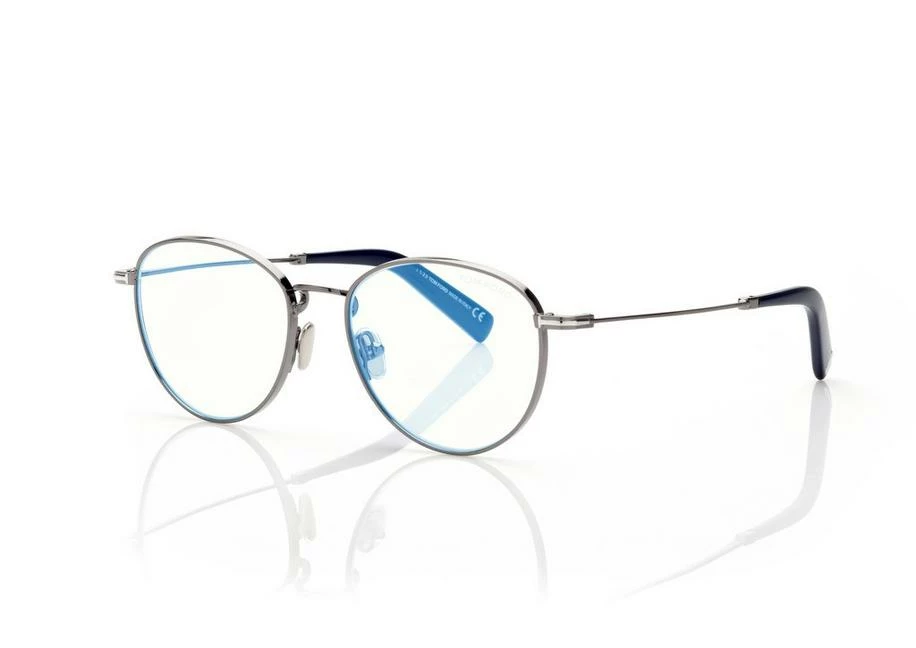 TOM FORD BLUE BLOCK ROUND OPTICALS - DARK RUTHENIUM - Image 2