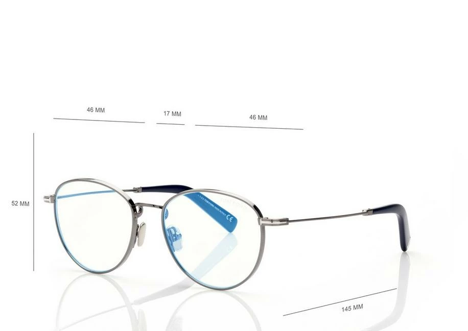 TOM FORD BLUE BLOCK ROUND OPTICALS - DARK RUTHENIUM - Image 4