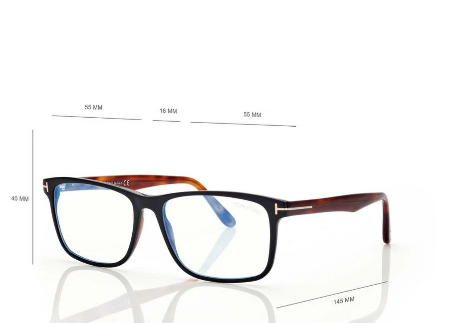 TOM FORD BLUE BLOCK SQUARE OPTICALS - BLACK + BROWN - Image 4