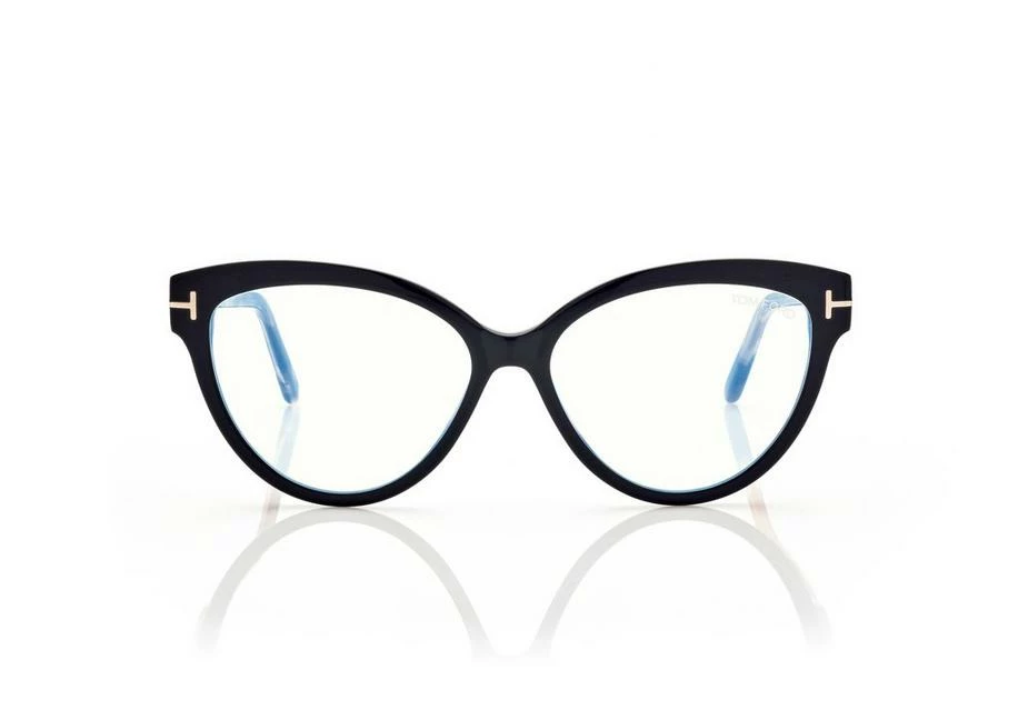 TOM FORD BLUE BLOCK CAT EYE OPTICALS - BLACK + BROWN