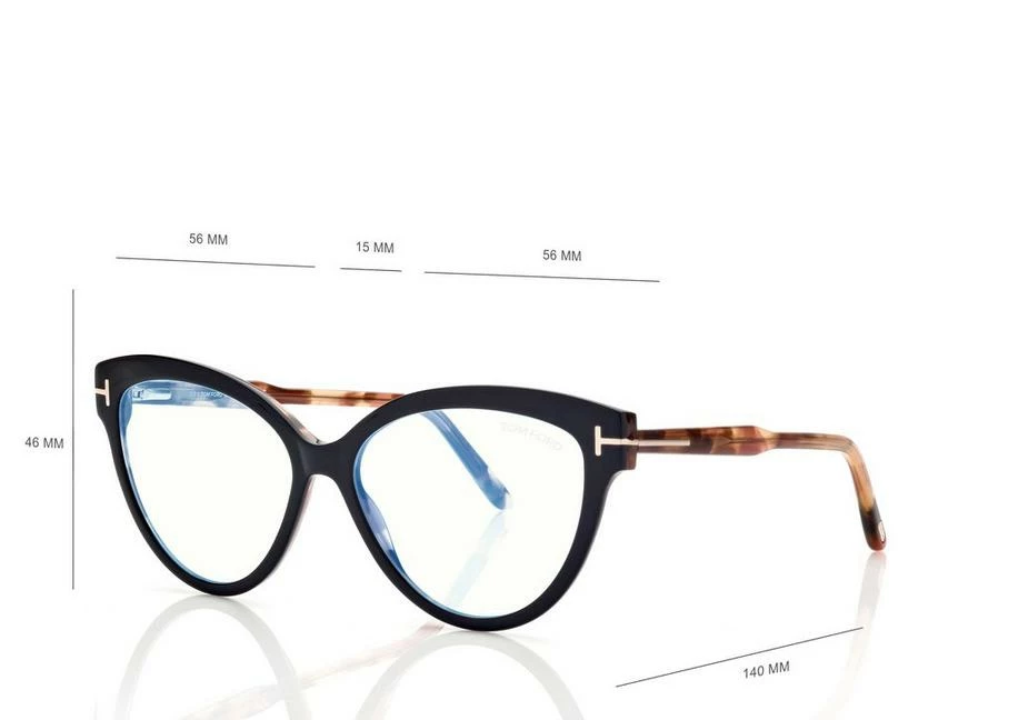 TOM FORD BLUE BLOCK CAT EYE OPTICALS - BLACK + BROWN - Image 4
