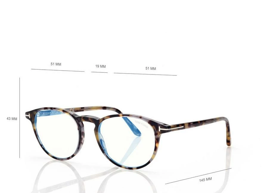 TOM FORD BLUE BLOCK ROUND OPTICALS - LIGHT HAVANA - Image 4