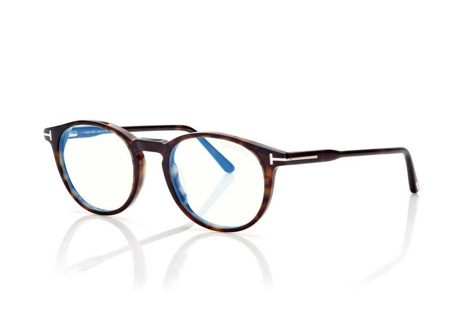 TOM FORD BLUE BLOCK ROUND OPTICALS CLIP ON SUN - DARK HAVANA - Image 2