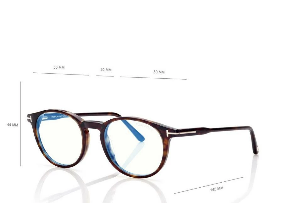 TOM FORD BLUE BLOCK ROUND OPTICALS CLIP ON SUN - DARK HAVANA - Image 4