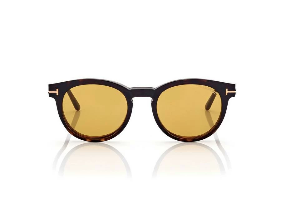 TOM FORD BLUE BLOCK ROUND OPTICALS CLIP ON SUN - DARK HAVANA - Image 5