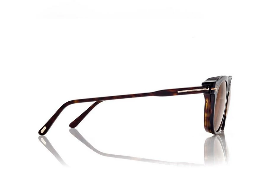TOM FORD BLUE BLOCK ROUND OPTICALS CLIP ON SUN - DARK HAVANA - Image 7