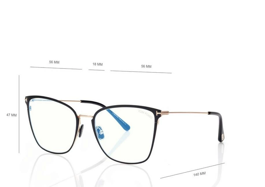 TOM FORD BLUE BLOCK SOFT BUTTERFLY OPTICALS - BLACK - Image 4