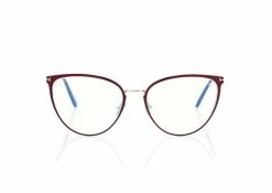 TOM FORD BLUE BLOCK CAT EYE OPTICALS - SHINY RED