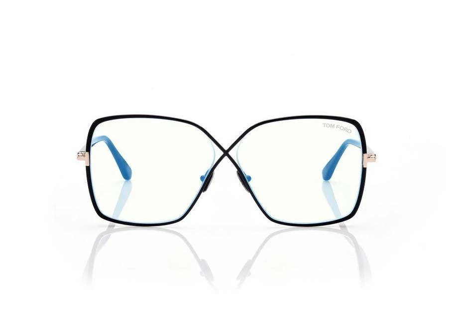 TOM FORD BLUE BLOCK BUTTERFLY OPTICALS - BLACK