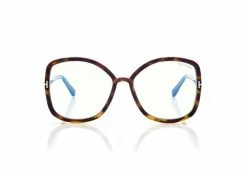 TOM FORD BLUE BLOCK BUTTERFLY OPTICALS - DARK HAVANA