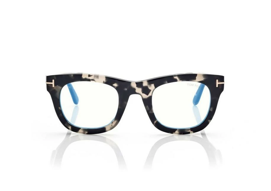 TOM FORD BLUE BLOCK SOFT SQUARED OPTICALS - BLACK + BROWN