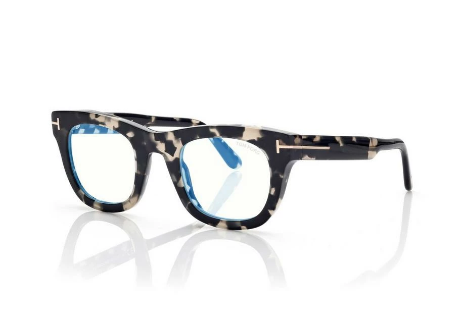 TOM FORD BLUE BLOCK SOFT SQUARED OPTICALS - BLACK + BROWN - Image 2