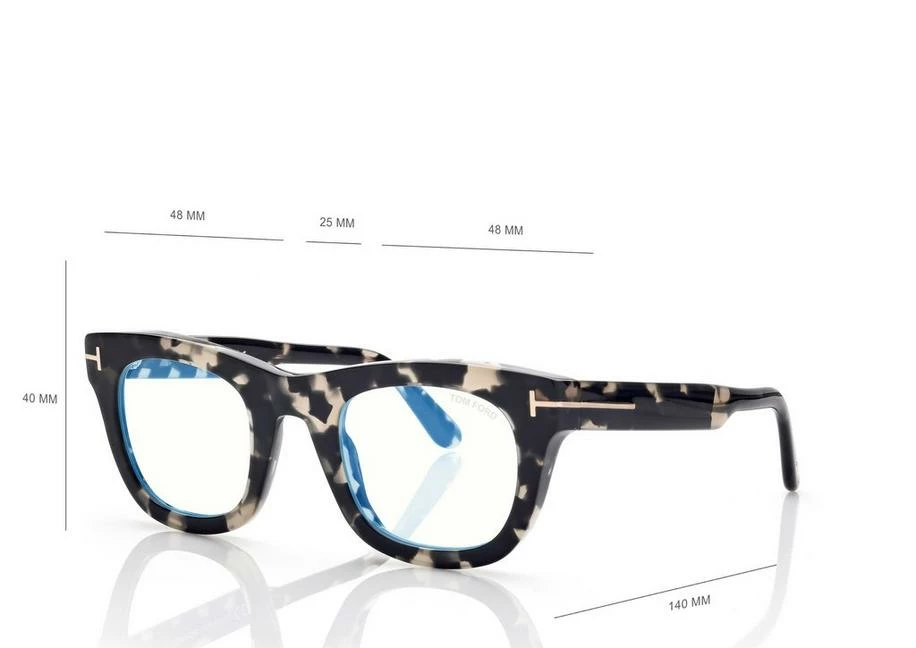 TOM FORD BLUE BLOCK SOFT SQUARED OPTICALS - BLACK + BROWN - Image 4