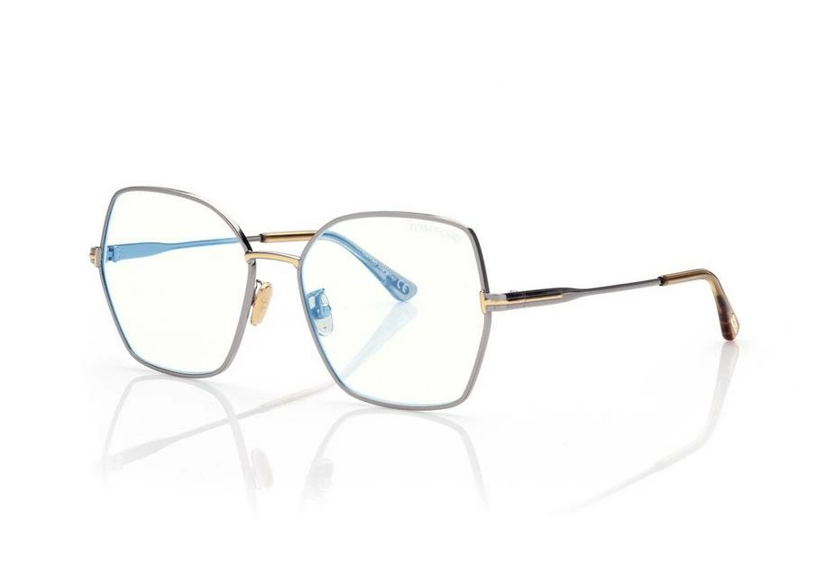 TOM FORD BLUE BLOCK BUTTERFLY OPTICALS - SILVER - Image 2