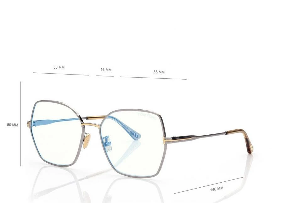 TOM FORD BLUE BLOCK BUTTERFLY OPTICALS - SILVER - Image 4