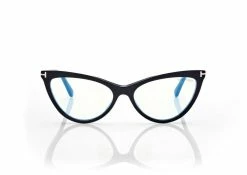TOM FORD MAGNETIC CLIP BLUE BLOCK CAT EYE OPTICALS - BLACK