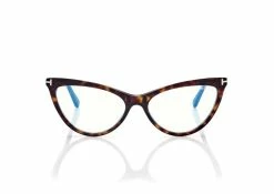 TOM FORD MAGNETIC CLIP BLUE BLOCK CAT EYE OPTICALS - DARK HAVANA