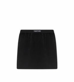 TOM FORD LIGHTWEIGHT VELVET SIGNATURE SKIRT - BLACK
