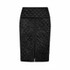 TOM FORD QUILTED SILK SATIN PENCIL SKIRT - BLACK