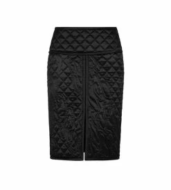 TOM FORD QUILTED SILK SATIN PENCIL SKIRT - BLACK