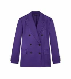 TOM FORD FLUID DOUBLE-FACED SATIN BOYFRIEND JACKET - PURPLE DALHIA