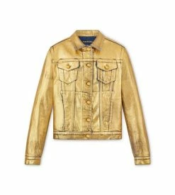 TOM FORD COATED DENIM JEAN JACKET - GOLD