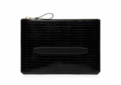 TOM FORD PRINTED ALLIGATOR BUCKLEY HANDLE PORTFOLIO - BLACK
