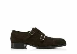 TOM FORD EDGAR DOUBLE MONK STRAPS - EBANO