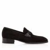 TOM FORD SUEDE ELKAN TWISTED BAND LOAFERS - DARK EBONY