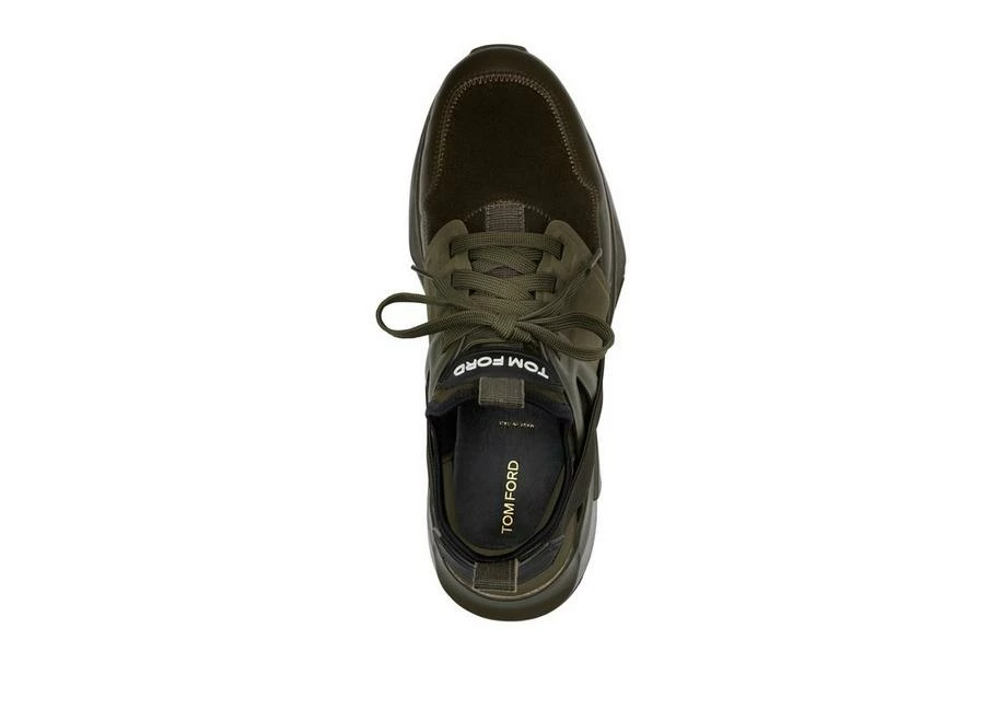 TOM FORD SUEDE AND NEOPRENE JAGO SNEAKER - DARK OLIVE - Image 2