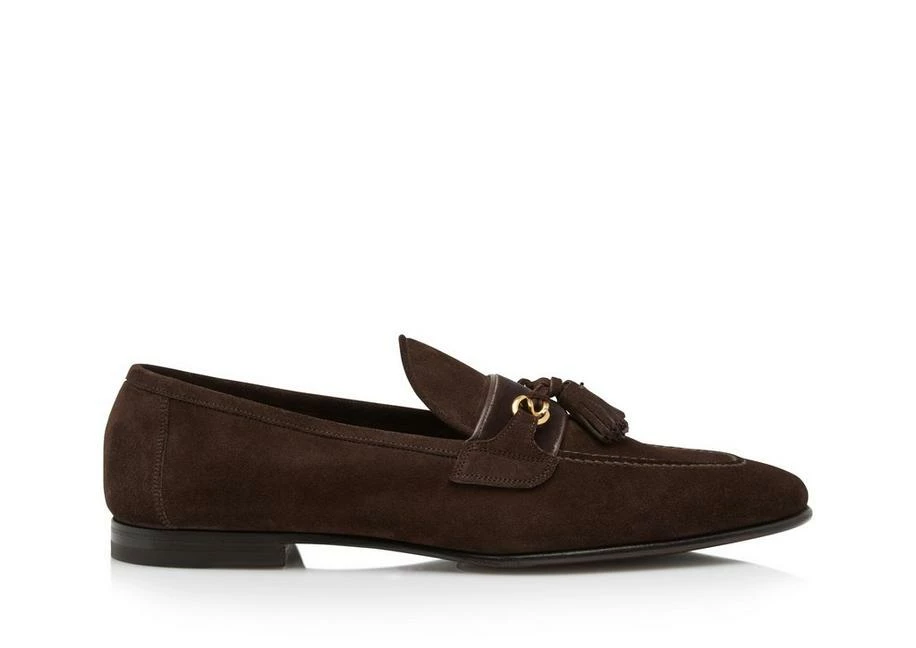 TOM FORD SUEDE SEAN TASSEL LOAFER - CIGAR