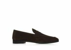 TOM FORD SUEDE SEAN LOAFER - BROWN