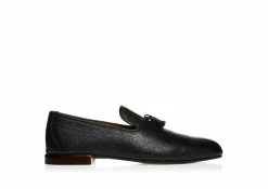 TOM FORD BUFFALO GRAIN NICOLAS SLIPPER - BLACK