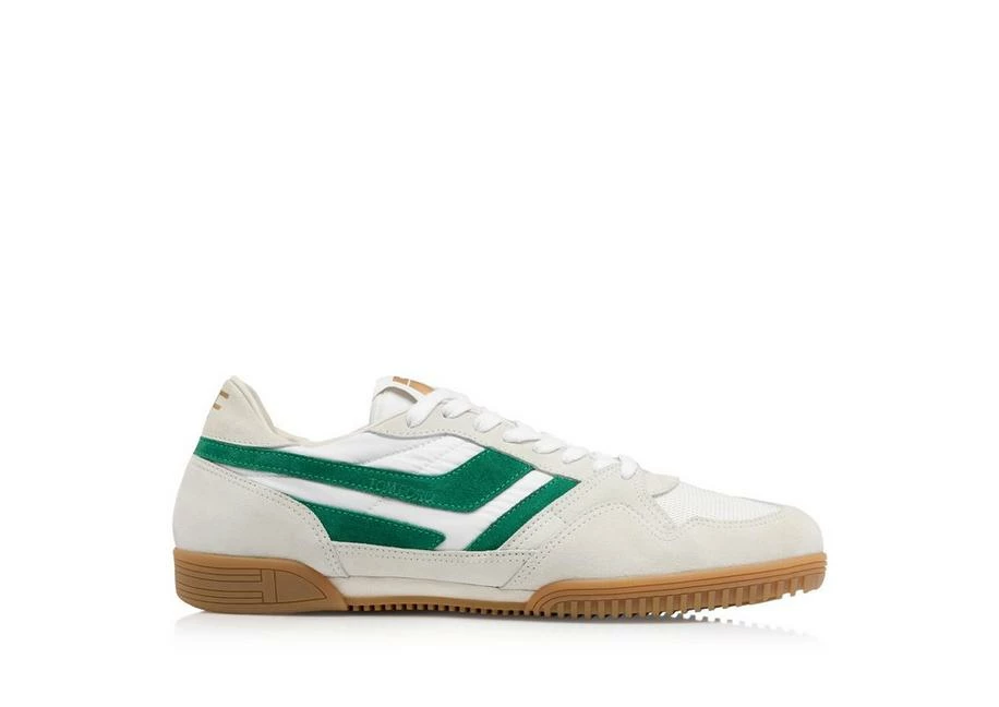 TOM FORD SUEDE JACKSON SNEAKER - WHITE/GREEN + AMBER