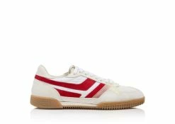 TOM FORD LEATHER + NYLON JACKSON SNEAKER - WHITE + RED