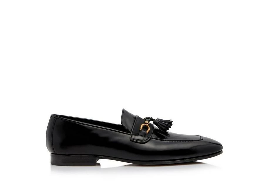 TOM FORD PATENT JACK TASSEL LOAFER - BLACK