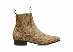 TOM FORD CHEETAH PRINT PONY KURT CHELSEA BOOT - BEIGE/BROWN