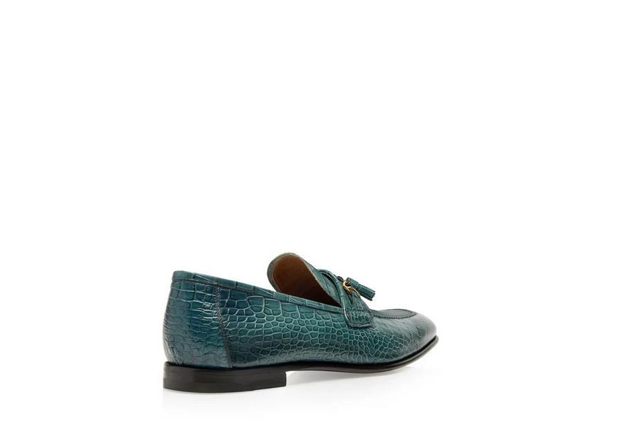 TOM FORD PRINTED ALLIGATOR SEAN TASSEL LOAFER - TEAL - Image 3