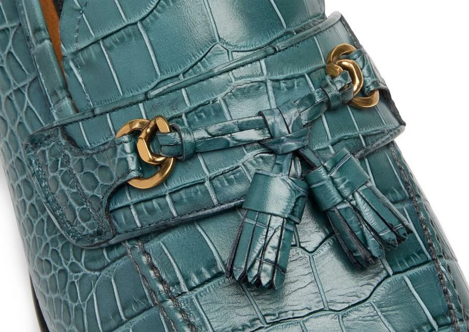 TOM FORD PRINTED ALLIGATOR SEAN TASSEL LOAFER - TEAL - Image 5