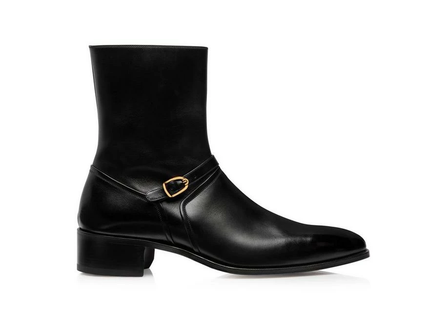 TOM FORD BURNISHED LEATHER ALEC BOOT - BLACK