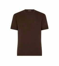 TOM FORD PLACED RIB CREW NECK - CHOCOLATE