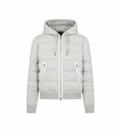 TOM FORD COTTON MELANGE ZIP HOODIE - LIGHT GREY