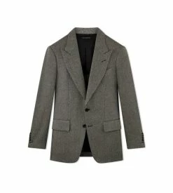 TOM FORD CASHMERE HERRINGBONE SHELTON JACKET - GREY