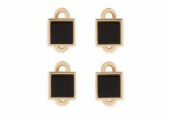 TOM FORD GOLD AND ONYX SQUARE STUDS - GOLD/ONYX